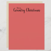 カントリークリスマス引用文レッド素朴レターヘッド (正面/裏面)
