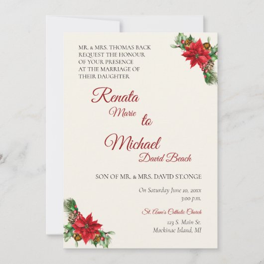 カントリークリスマス結婚式招待状 招待状 (正面)