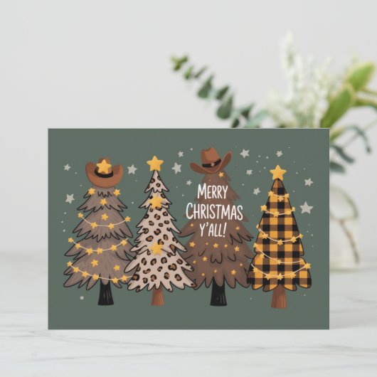 カントリークリスマス西部樹カウボーイカウガール シーズンカード (スタンド正面)