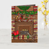 カントリークリスマス | カウボーイブーツのストッキング カード (黄色い花)