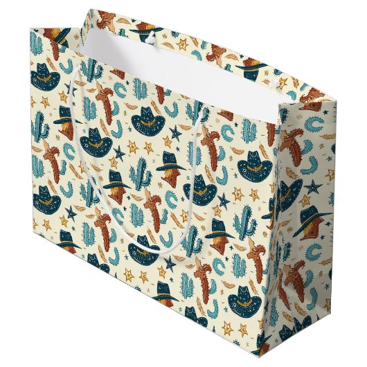カントリークールウェスタンのカウボーイタイル ラージペーパーバッグ (裏面アングル)