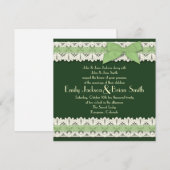 カントリーグリーンのリボン飾り付きのウェディング招待状 招待状 (正面/裏面)