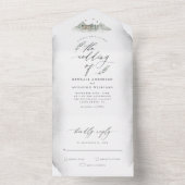 カントリーグレイ葉ウォーターカラー&マウンテン結婚ズ オールインワン招待状 (内側)