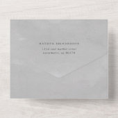 カントリーグレイ葉ウォーターカラー&マウンテン結婚ズ オールインワン招待状 (裏面)