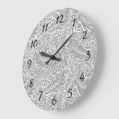 カントリーグレーウィリアムモリスリーフパターン ラージ壁時計 (傾斜)