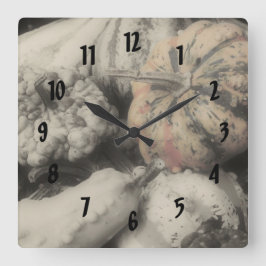カントリーグーズイン白黒自然 スクエア壁時計