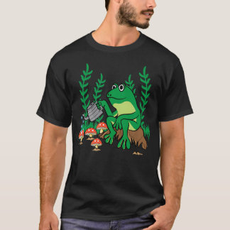カントリーコアなかわいいカエル きのこ ガーデニング Tシャツ