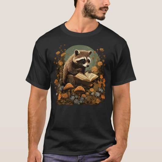 カントリーコアなアライグマの読書の美意識の本 Tシャツ (正面)