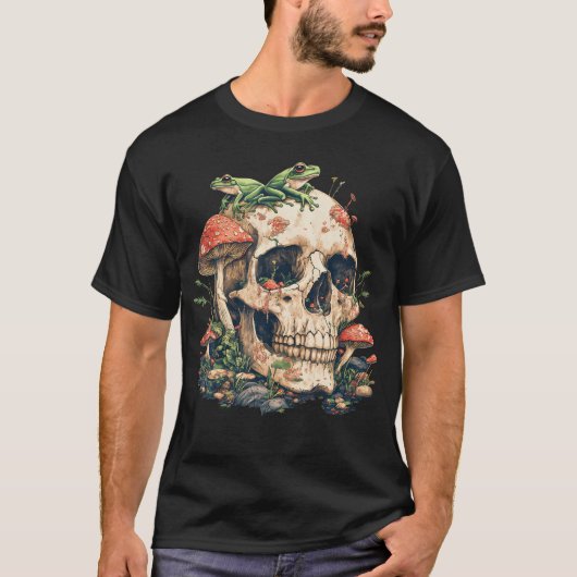 カントリーコアなカエル きのこ ドクロ Tシャツ (正面)