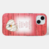 カントリーコアな赤いフェイクウッドハートと虹と蜂の信仰デザイン Case-Mate iPhoneケース (裏面 (横))