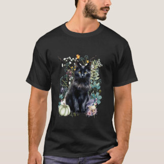 カントリーコアブラックキャットハロウィンサマーウィーン水彩 Tシャツ