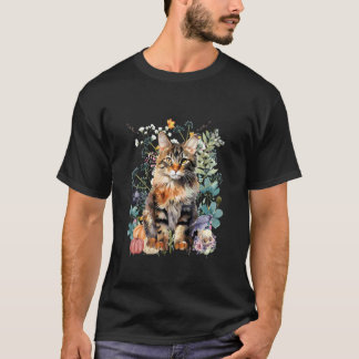 カントリーコア柄のトラ猫 ハロウィン サマーウィン 水彩画 Tシャツ