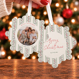 カントリーコア ウォーターカラー ヒイラギ クリスマス 写真 オーナメントカード