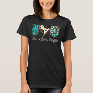 カントリーコウィドピースラブターコイズロデオ女性のカーボーイ Tシャツ