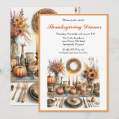 カントリーコテージの感謝祭ディナー 招待状 (正面/裏面)