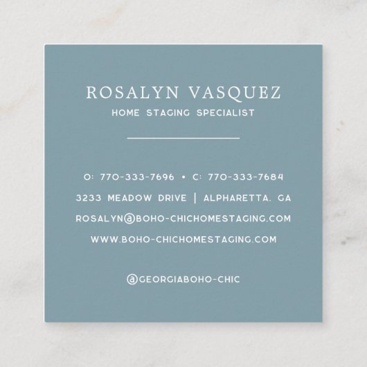 カントリーコテージキッチン |ホームステージングインテリア スクエア名刺 (裏面)