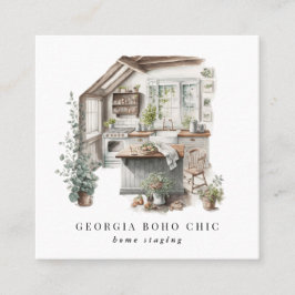 カントリーコテージキッチン |ホームステージングインテリア スクエア名刺