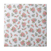 カントリーコテージバラピンクのフローラルパターン タイル (正面)