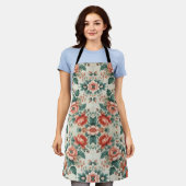 カントリーコテージフローラルパターン エプロン (着用した状態)