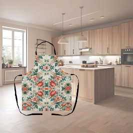 カントリーコテージフローラルパターン エプロン