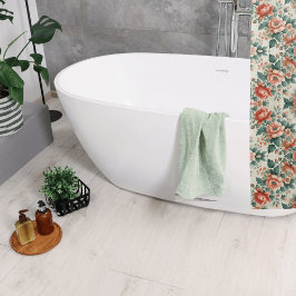 カントリーコテージフローラルパターン シャワーカーテン