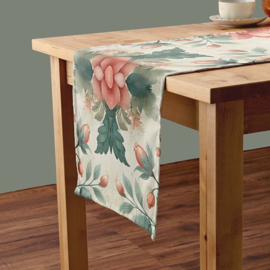カントリーコテージフローラルパターン ショートテーブルランナー