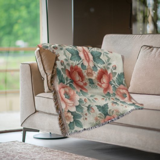カントリーコテージフローラルパターン スローブランケット