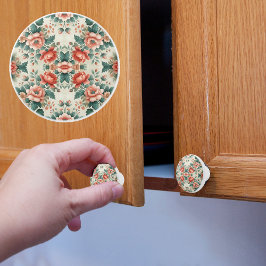 カントリーコテージフローラルパターン セラミックノブ