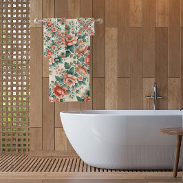 カントリーコテージフローラルパターン バスタオルセット