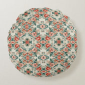 カントリーコテージフローラルパターン ラウンドクッション (正面)