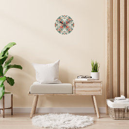 カントリーコテージフローラルパターン ラウンド壁時計