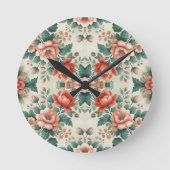 カントリーコテージフローラルパターン ラウンド壁時計 (正面)