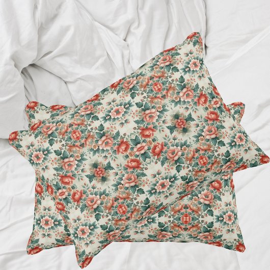カントリーコテージフローラルパターン 枕カバー