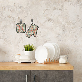 カントリーコテージフローラルパターン 鍋つかみ&鍋敷きセット