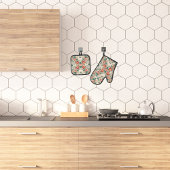 カントリーコテージフローラルパターン 鍋つかみ&鍋敷きセット