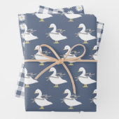 カントリーコテージブルーグースプレイドとデイジー ラッピングペーパーシート (インサイチュ)