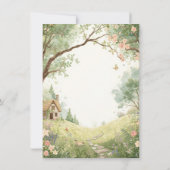 カントリーコテージ感謝カード | 水彩ピンク サンキューカード (裏面)