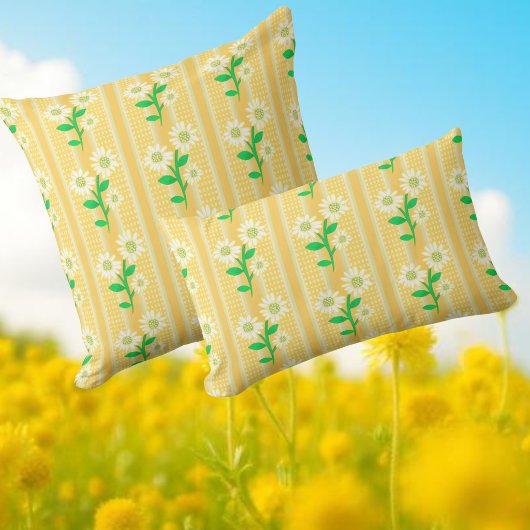 カントリーコテージ 白 緑 黄色 向日葵 クッション