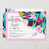 カントリーゴールデンピ離れンク縁どクフローラスイーツ16 招待状 (正面/裏面)