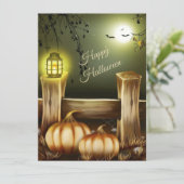 カントリーサイドでのハロウィーンの夜 – カボチャとこうもり カード (スタンド正面)