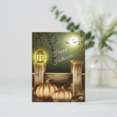 カントリーサイドでのハロウィーンの夜 – カボチャとこうもり シーズンポストカード (スタンド正面)