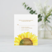 カントリーサイドサンフラワーウェディングRSVP インビテーションポストカード (スタンド正面)