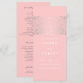 カントリーサイドシルバーフラワーピンク結婚式 プログラム (正面/裏面)