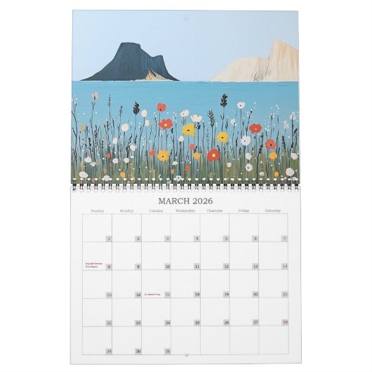 カントリーサイドチャーム2026フォークアートウォールカレンダー カレンダー (3月 2026)