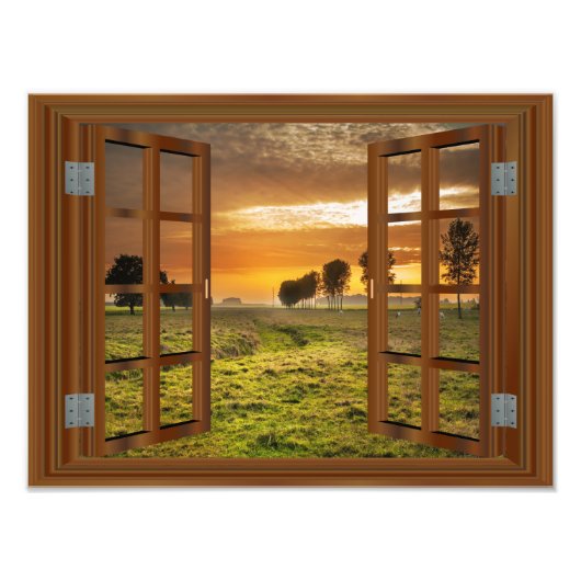 カントリーサイドトワイライトカウファームUSA フォトプリント (正面)