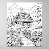 カントリーサイドファームハウスカラーリングポスター ポスター (正面)