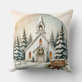 カントリーサイドホワイトチャペル | クリスマスシーン クッション