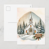 カントリーサイドホワイトチャペル | クリスマスシーン シーズンポストカード (正面/裏面)