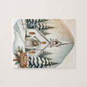 カントリーサイドホワイトチャペル | クリスマスシーン ジグソーパズル (横)