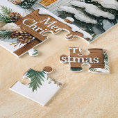 カントリーサイドホワイトチャペル | クリスマスシーン ジグソーパズル (側面)